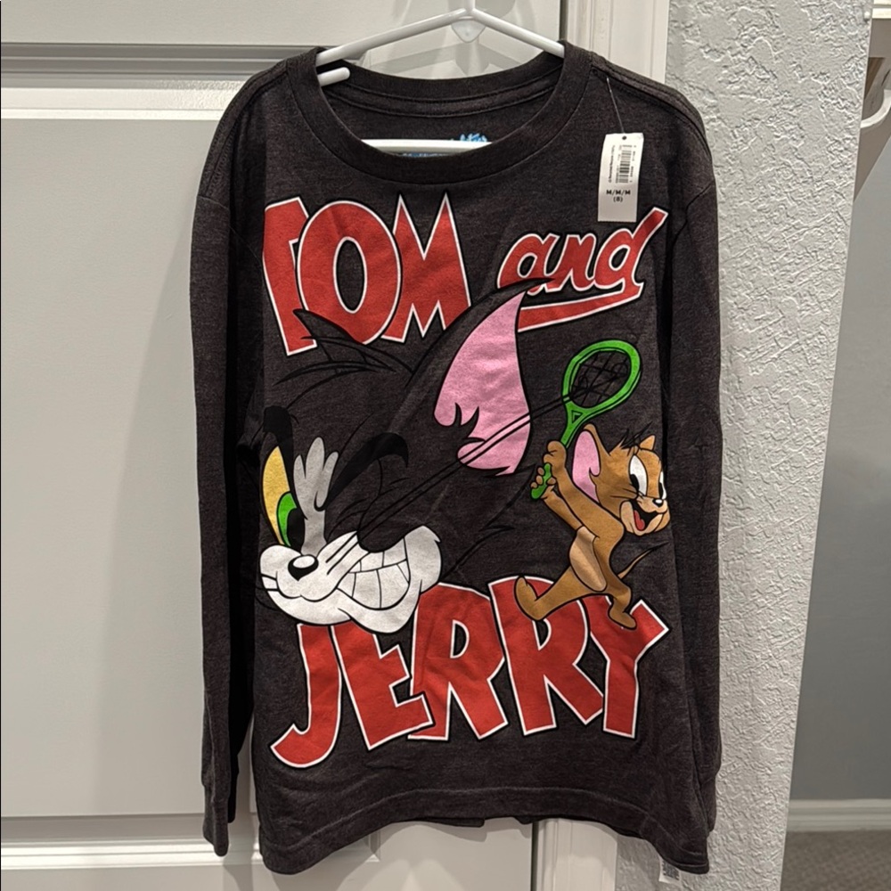 Tom and Jerry Kids Gray Long Sleeve Shirt NWT
